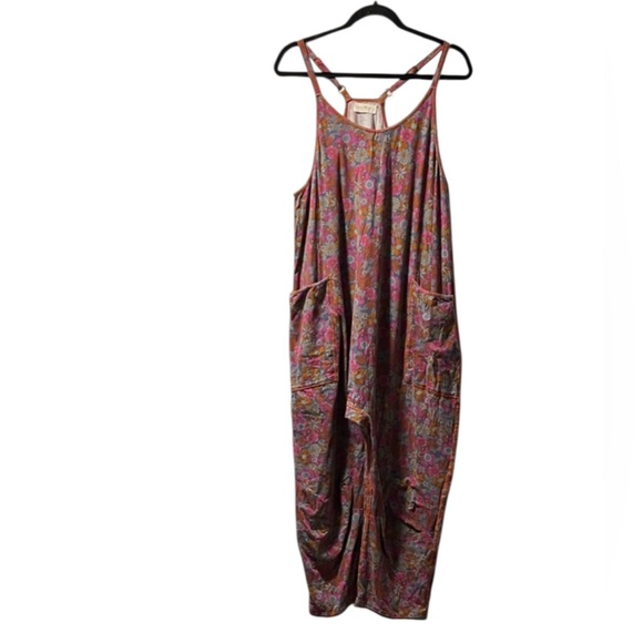 Natural Life Lucy Jumpsuit Size L Floral Flowy Boho Oversized Comfy EUC Cottage - Picture 3 of 9